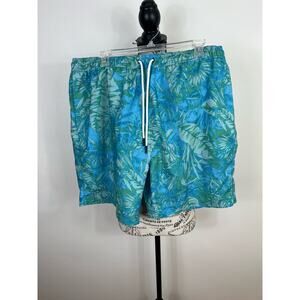 Men's Berkely Jensen Blue and Green Tropical swim trunks with pockets
